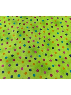 Cranston Collections Cotton Fabric Multicolor Polka Dot Bright Green 33"x38"